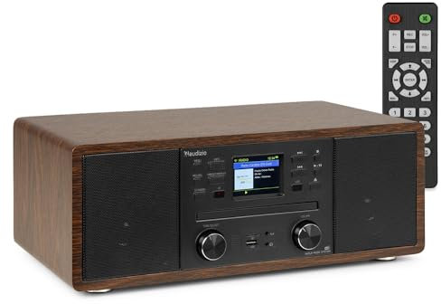 Audizio Avola: DAB+ Radio Internetradio mit CD Player | WLAN Internet Radio, Bluetooth & FM | Hochwertiger Sound | DAB Plus Radio mit CD Player | dab Radio mit cd-Player in Holz Braun