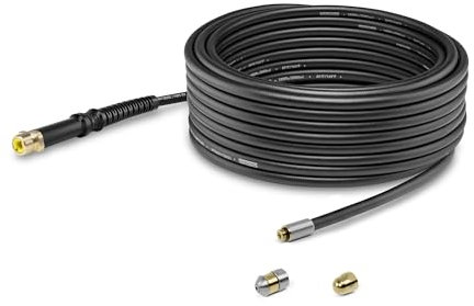 Kärcher Rohrreinigungsset PC 15 für Hochdruckreiniger (Länge: 15 m), 360°-Reinigungseffekt dank rotierender Düse aus Messing und Edelstahl, flexibler Qualitätsschlauch, schwarz