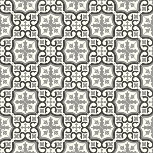 VINYL FLOORING UK Bradley 990M Black White Designer Effect Vinyl Flooring For Kitchen, Bathroom, 2.6mm Thick Textile Backed Vinyl Sheet-2m(6'6) X 3m(9'9)-6m²