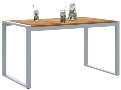 vidaXL Tavolo da Giardino Grigio 140 x 80 x 75 cm, Tavolo da Giardino in Legno di Acacia, mobilio da Esterno Resistente e Moderno, Perfetto per cene in Compagnia