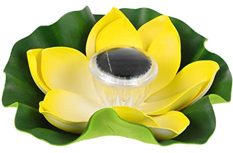 BESPORTBLE Lumières De Lotus Flottantes pour Piscine Extérieure Et Étang Jardin, Lampe Solaire Étanche Jaune, Décoration Lumineuse Flottante pour Bassin Et Terrasse