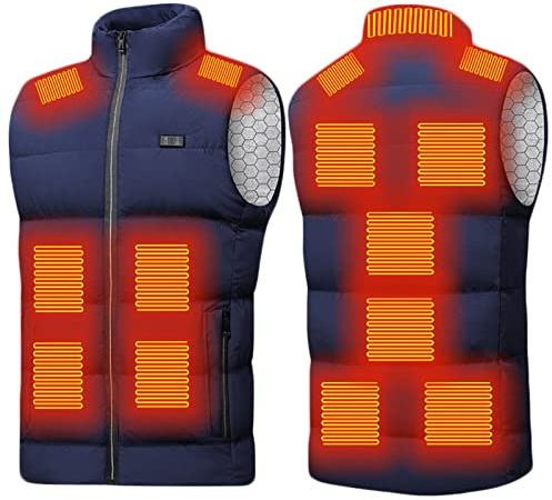 Värmeväst för män UK Värmeväst Lätt värmejacka för män/kvinnor, unisex värmeväst med 2 justerbara temperaturer Vattentäta västar för jakt/vandring Polarfleece (INGEN powerbank)