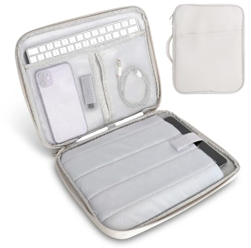 Funda acolchada para tableta, funda de transporte, funda para tablet, adecuada para diferentes modelos de tabletas de 9 a 11 pulgadas (beige)