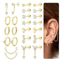 Diamday 11 Paires Boucles d'Oreilles Femme Acier Inoxydable Créoles Femme | Piercing Oreille Hypoallergénique, Boucles d'Oreilles Acier Inoxydable, Créoles Or Argent Femme, Piercing Tragus, Helix Conch