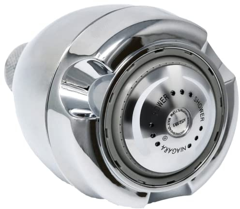 Niagara Conservation N2912CH Earth Spa 3-Spray with 1.25 GPM 2.7-in. Wall Mount Adjustable Fixed Shower Head in Chrome, 1-Pack | Bathroom Shower Head Sprayer with Pressure Compensation Technology