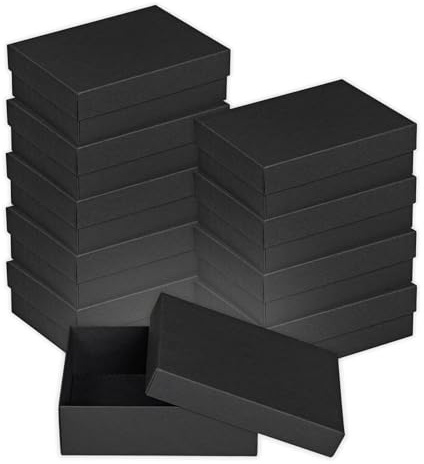 Natürlich verpacken Faltschachtel 11,5 x 15,5 x 5 cm, Schwarz, mit Deckel, Recyclingkarton - 10er Set
