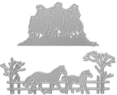 Metal Three Men On Horseback Cutting Dies,Two Walking Horses Tree Die Cuts Embossing Stencils Template Mould for Card Scrapbooking and DIY Craft Album Paper Card Decor