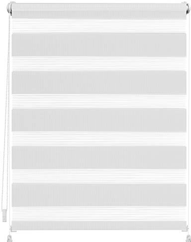 Lichtblick Doppelrollo ohne Bohren mit Verspannung, Trendfarben, stufenlos verstellbar, einfache Montage, für Fenster Weiß, 100 cm x 150 cm (B x L)