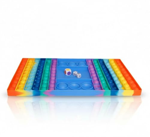 alldoro 63071 Pop-It tärningsspel för 2 spelare, plopper-leksak, fidgetleksak, stressminskning för barn och vuxna, färgglad
