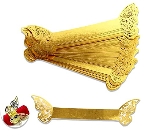 Hoshisea 50 Pezzi Anelli Tovagliolo a Forma Farfalla, Anelli Tovagliolo Carta, Portatovaglioli, per la Festa di Laurea di Nozze Banchetto di Compleanno Decorazione Ricevimento Nozze Natale