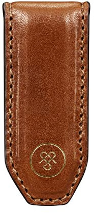 Maxwell Scott - Magnetische Geldklammer aus Luxusleder für Herren - Handgefertigt aus italienischen Vollnarbenhäuten - The Pesaro Cognac