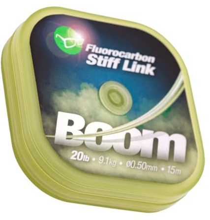 Korda Boom 20lb/0.50mm 15m, Fluorocarbon Fishing Line, Creates Stiff Booms, Crimpable, Four Different Breaking Strains