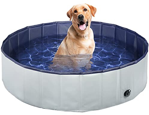 Petace Piscina para Perros Grandes 120x30 cm, Portátil, Piscina Plegable (L), Redondo