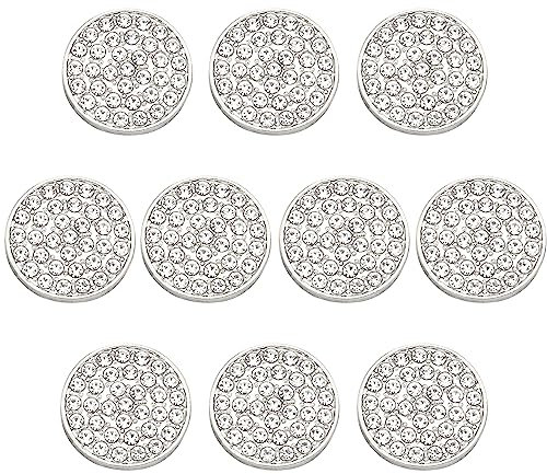 ftiemlovde 10 Edel Dirndl Knöpfe Silber Zum AnnäHen Metall mit Strass, Trachten Nachthemd Knopf Mantel Groß，öSenknöPfe Aus Kupferlegierung Blazer ZierknöPfe (G10S 20mm)