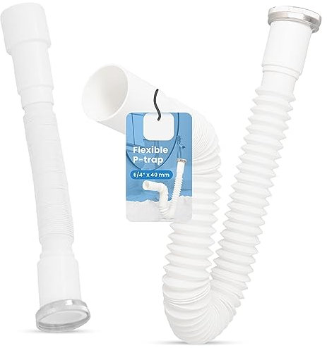 Sifone lavabo bagno flessibile 6/4 x 40 mm tubo di scarico lavandino cucina lavello regolabile curva cromo (Sifone a tubo 5/4x40mm)