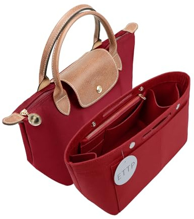 ETTP Purse Organizer Insert For Handbags, Felt Tote Bag Organizer Insert, Handbag Organizer, Compatible with Neverful Speedy and More, 6 Size (XLarge,Red)