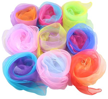 24 Stück Square Jongliertücher Set, Bunte Chiffontücher, 60 * 60 cm Tanz Tücher, Performance Seide Schals Bunt Tanz Tücher, 21 Farben, für Kindergarten Kinder Party-Aktivitäten Zubehör Dekoration