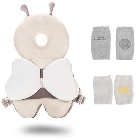 VBNZBK Protector de Cabeza para Bebés, Almohadilla Protectora Ajustable Contra Impactos, Suave y Transpirable, Adecuada para Bebés que Gatean de 4 y 36 Meses(beis)
