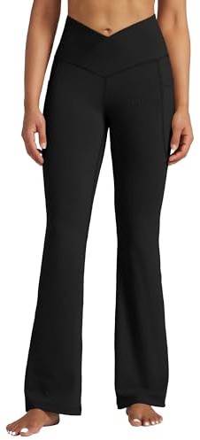 Willit Women's Yoga Pants Flare Leggings High Waist Crossover Bootcut Trousers Workout with Pockets 29 Black XL
