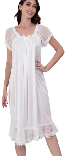 Chemises de Nuit Femmes Satin, Femmes Ensemble de Pyjama, Satin de Soie Chemise de Nuit Douce Manche Courte