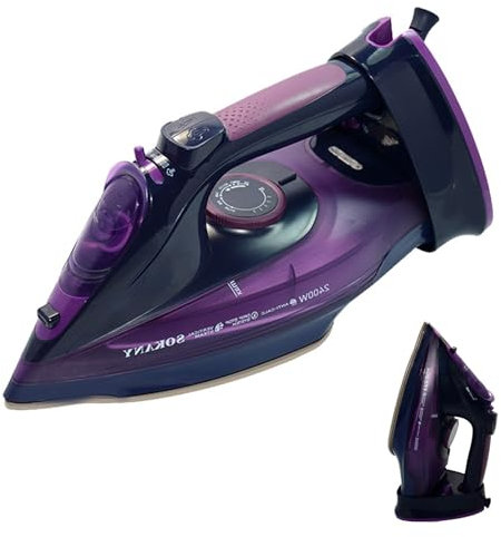 Ferro da Stiro a Vapore Senza Filo con Serbatoio Dell'acqua da 360ML, Ferro da Dtiro a Vapore da 2400W, Steam Iron Senza Filo con Controllo Della Temperatura per Stirare Famiglie e Viaggi 