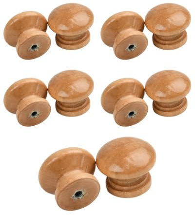 KGDUYC Lot de 10 Bouton de Meuble, Poignée Meuble Bois avec Vis, Poignee de Meuble Ronds Couleur du Bois, Boutons de Portes pour Placards, Commodes, Armoires