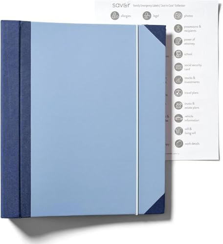 Document Organizer Folio with Labels: Personal Family Document Organizer Binder - Life Binder Organizer Kit with Pockets, Ideal Family Emergency Binder for Important Documents(Blue)