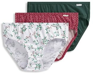 Jockey Women's Underwear Plus Size Elance Bikini - 3 Pack, Cactus Pine/Small Blizzard Dot/Diamond White Mistletoe, 6