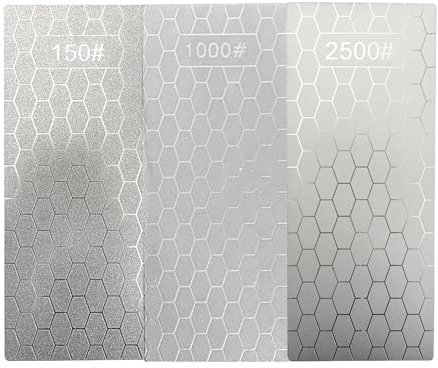 3 Pierres à Aiguiser Diamantées, 150 Grains Grossiers, 1000 Grains Gins et 2500 Grains Extra Fins Plaques d'aiguisage Diamantées pour Les Appareils De Cuisine et L'utilisation en Extérieur