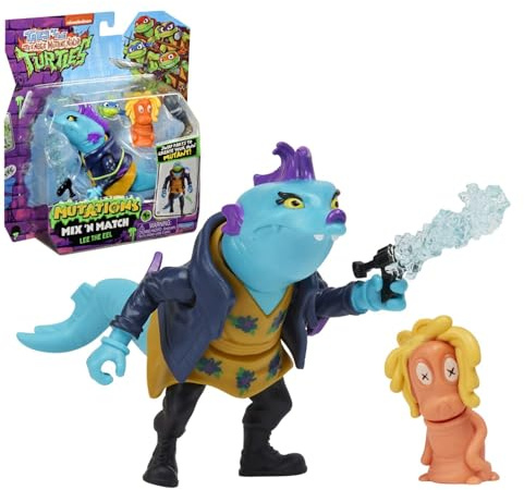 Turtles - Lee the Eel Mix and Match Ninja Turtles 12 cm, samlarobjekt, actionfigur, ledad och tillbehör, från Tales of the TMNT-serien, för barn från 4 år