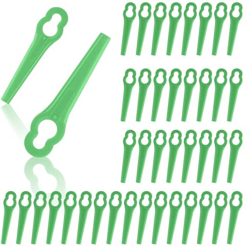 OFFCUP Plastblad, 70 stycken reservblad för mörkgröna plastblad, grästrimmer, grästrimmer, knivblad för röjsåg av plast för GC-CT 18/24 Li, ECC