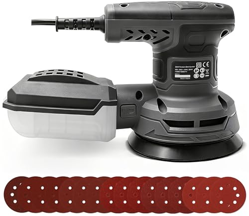 EcoBuild 320W Random Orbital Sander, 6-Speed 125mm Electric Sander with 16 Sanding Pads, Powerful 13,000RPM Motor & Dust Collection – Perfect for Wood and Metal