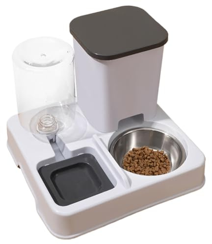 Zahoken Y Bebedero Automático, Alimentador Automático Gato 2 En 1, Dispensador De Agua Y Comida para Gatos, Comederos Automáticos Portátiles, Suministros para Mascotas para Gatos