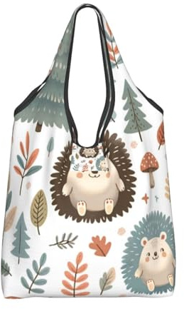 Vortithora Sac d'épicerie pliable Nature-mignon hérisson réutilisable Sac de courses fourre-tout imperméable