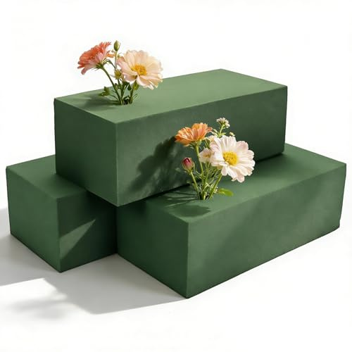 ZoneYan 3Pcs Espuma Floral para Flores Frescas Artificiales, Espuma Floral Cuadrada Húmedos y Secos, Esponja Flores para Composiciones Florales 22,5x11x7,5cm
