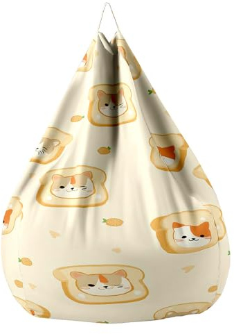 Hiseng 3D Funda de puf, Sillón de Pera sin Relleno,Sofa Puff Gaming Salon Funda Moderno Sin Relleno, Bean Bag con Asa para Salón, Dormitorio y Sala de Juegos (Tostada,90x110cm)