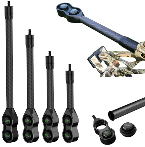 HNZMDY Stabilisateur d'arc en Fibre de Carbone 8/10/12/15 Pouces, Amortissement des Vibrations et Poids Amovibles – Tige stabilisatrice pour Arc à poulies (15 Pouces)