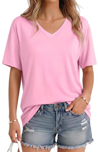Totatuit T Shirt Oversize Col V Manches Courtes Haut Tee Shirt Ample | Cardigan Léger, Été, Tenue Décontractée, Tenue Quotidienne, Facile à Associer