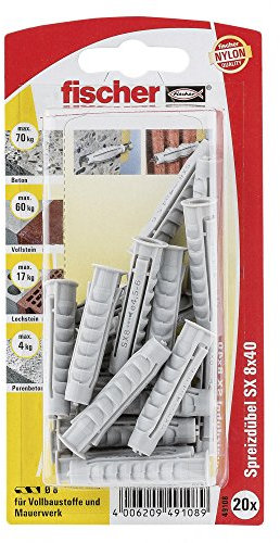 Fischer 49108 Lot de 20 Chevilles SX 8 x 40 mm K