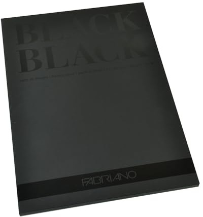 Fabriano Honsell 19100390 - Fabriano Black Black Block, tiefschwarzes Papier mit matter, unbeschichteter Oberfläche, 300 g/m², DIN A4, 20 Blatt, ideal für Pastelle, Farbstifte und Marker