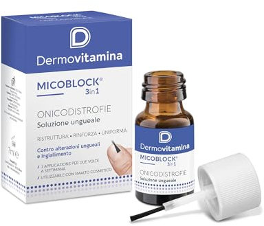 Dermovitamina Micoblock 3in1 Onicodistrofie - Smalto Rinforzante Unghie - Senza Siliconi, Profumo e Coloranti - Rinforzante Unghie Fragili Curativo - Soluzione Ungueale da 7 ml