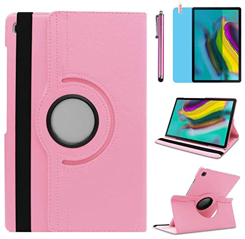 Hülle für Samsung Galaxy Tab S5e 10.5'' 2019 (SM-T720 SM-T725 SM-T727), 360 Grad drehbarer Ständer Smart Schutzhülle,Mit Stylus Pen,Bildschirm Film (Pink)