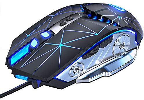 Tioamy Gaming Mouse Wired USB External Mice RGB Multi Colour Silent RGB Mechanical Game Mouse with Light 3200 dpi 7 Buttons for Computer Desktop Laptop PC MAC