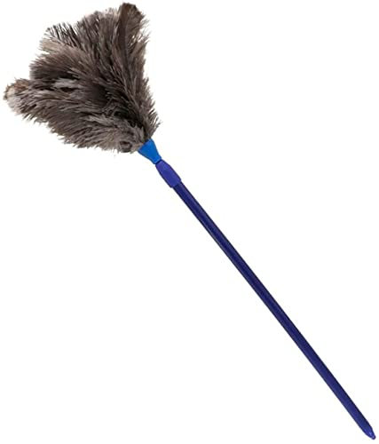 AC Plumero de Avestruz Maxi Extensible 57-105cm, Mango de plástico con Agujero, Plumas Suaves, Reutilizable, Lavable, Quitar el Polvo, Telas de araña, Limpieza del hogar, Oficina
