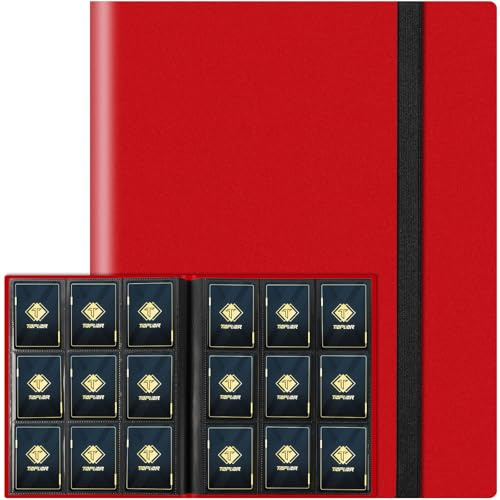 Trading Card Binder Holder 9 Pocket Card Album Folder, Card Collection Binder with 360 Side Loading Pocket Card Book Fit for MTG Baseball Football Sports Card Play Cards (Red, 360 Pockets)