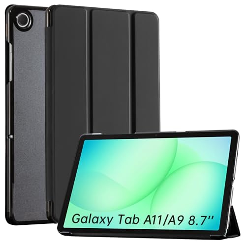 CoBak Case For Samsung Galaxy Tab A11 8.7 2025 and A9 8.7 2023 | PU Leather Smart Tablet Cover, Translucent Hard Shell, Two Viewing Angles, Black
