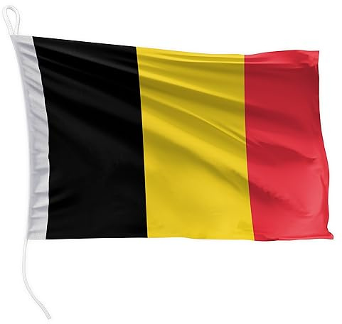 FLAGLY bandiera per barca Belgio 30 x 20 cm formato orizzontale - peso del tessuto 115g/m² - stampata, robusta con corda e occhiello, accessori per barca barca a motore