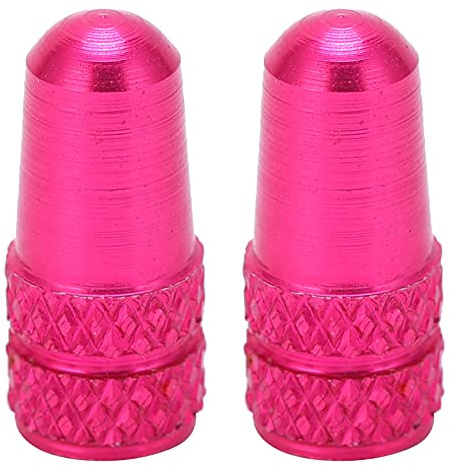 Buachois 2pcs Bicycle Valve Caps, Strong Hardness Aluminium Alloy Bike Valve Adapter French Valve Caps for MTB Road Bike Mountain Bike Unique Shape Bicycle Tire Valve Cover (Pink)