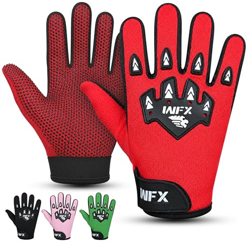 WFX Guantes de motocicleta para niños y niños, guantes de motocross MX de dedo completo, transpirables, guantes de moto sucia, quad, carreras, ciclismo, escalada, para jóvenes y jóvenes (rojo, M)