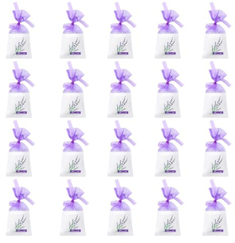 Lotsdonxia 20PCS Purple Sachet with Dried Lavender Flowers: Empty Lavender Bags for Freshening Closets, Drawers, and More with Natural Fragrance